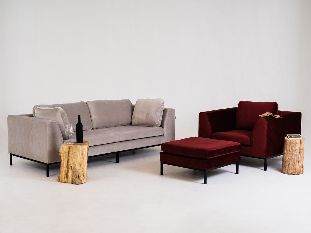 Trivietė sofa AMBIENT - kokosinė(rv21), juoda
