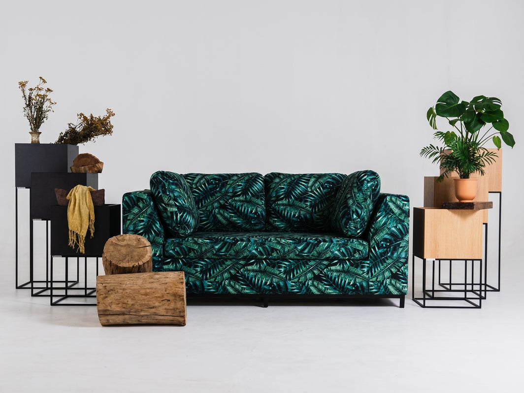 Dvivietė sofa-lova AMBIENT - tropical vibes(dar01), juoda