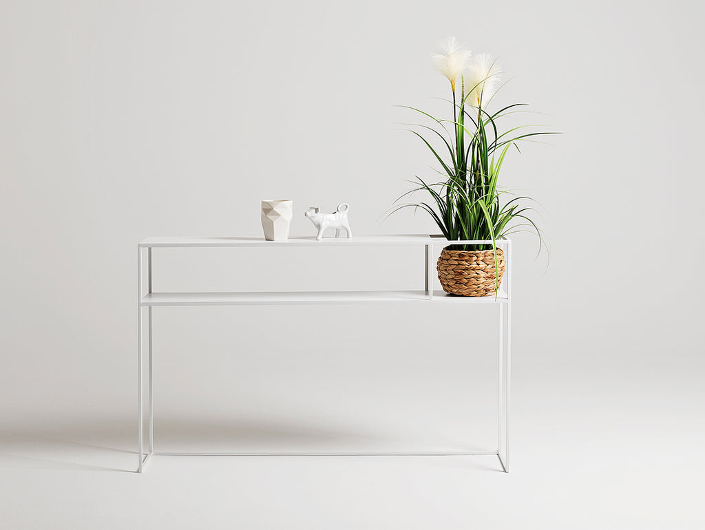 Konsolė SENSO FLOWER METAL 120x25 P - balta