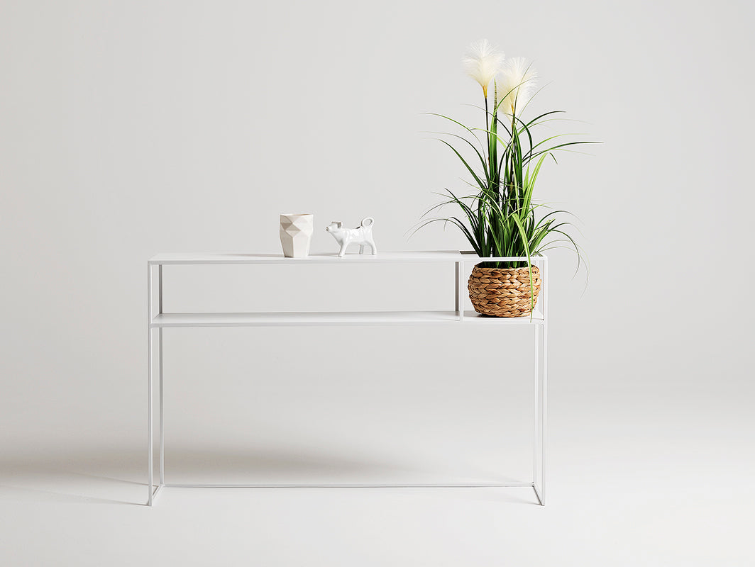 Konsolė SENSO FLOWER METAL 120x25 P - balta