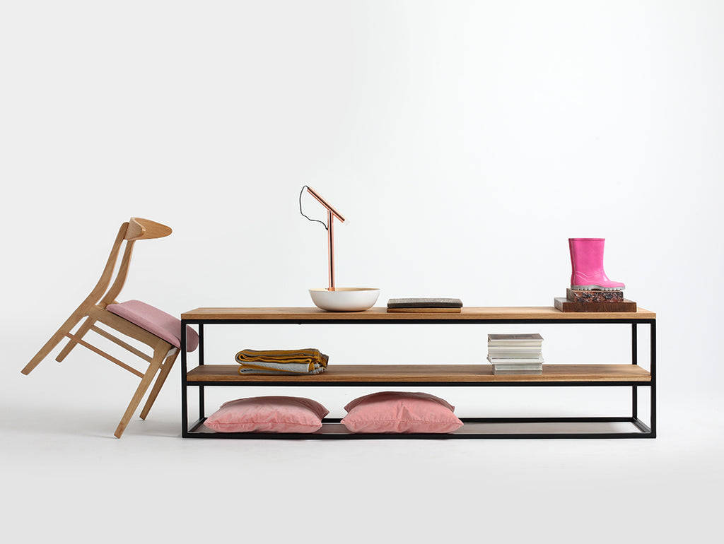 Konsolė JULITA SOLID WOOD 180-2F - ąžuolas, juodas
