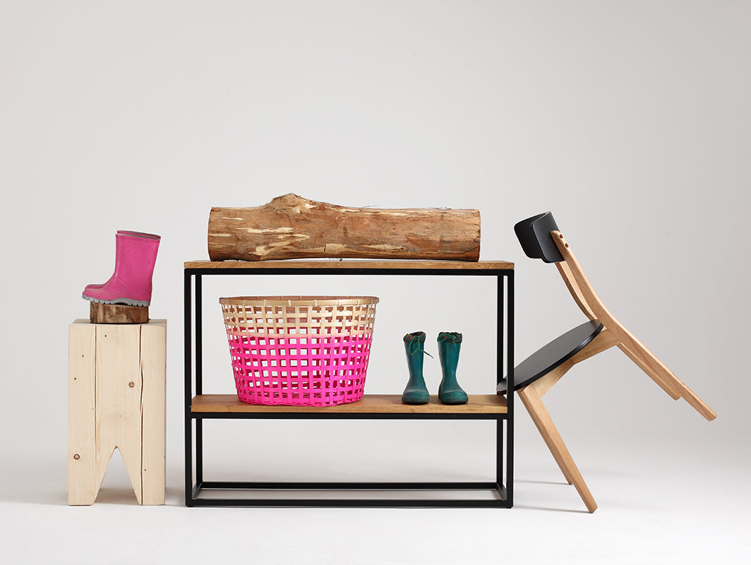 Konsolė JULITA SOLID WOOD 75-2F - ąžuolas, juodas