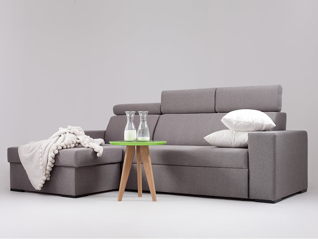 Kampinė sofa-lova ATLANTICA L - plieninis(et91), riešutas