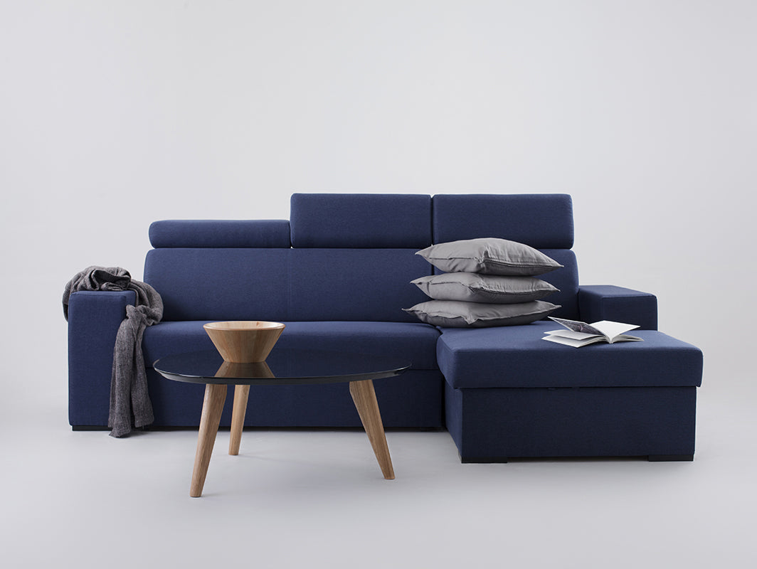Kampinė sofa-lova ATLANTICA L - rašalas(et80), riešutas