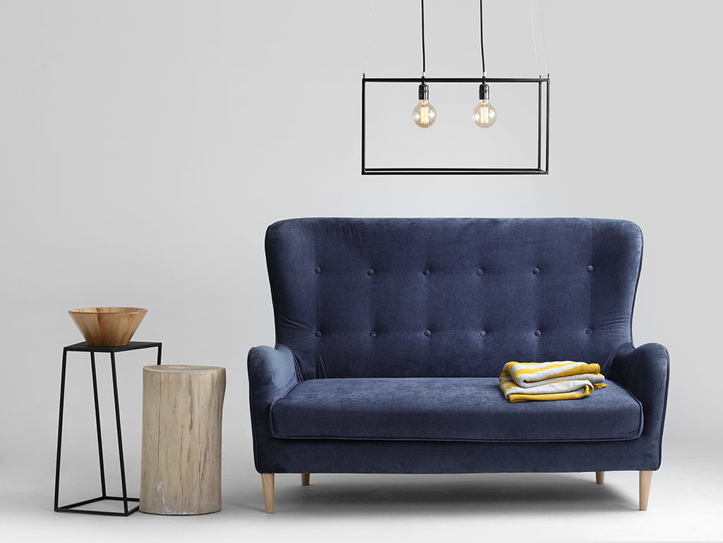 Dvivietė sofa COZYBOY - tamsiai mėlynas dangus(mt13), natūralus
