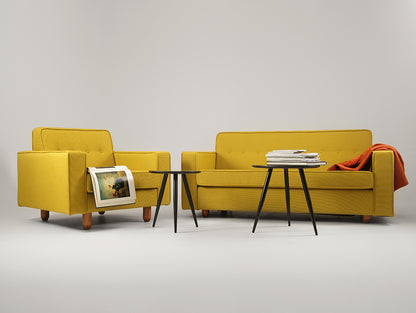 Trivietė sofa ZUGO - ciberžolė(1310), riešutas