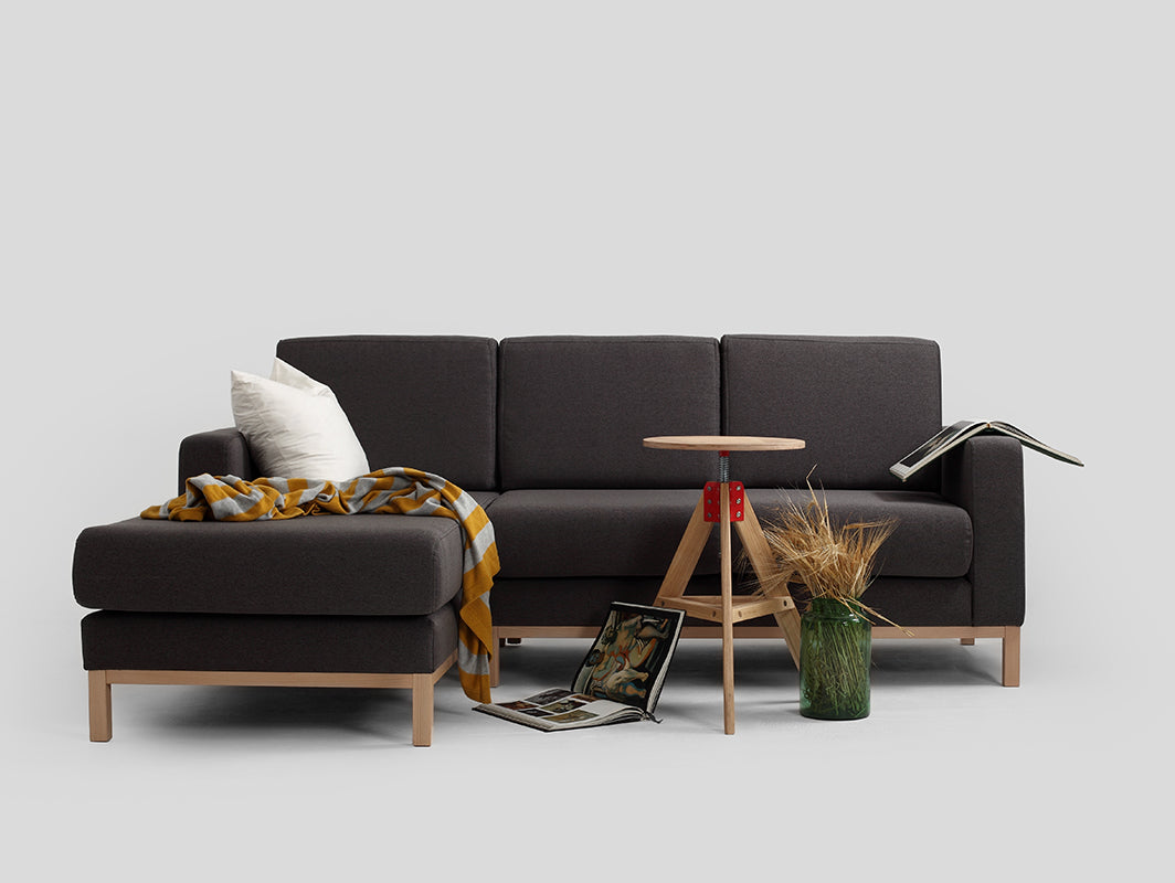 Kampinė sofa su šezlongu 2 vietų SCANDIC R - anglies(et95), natūrali