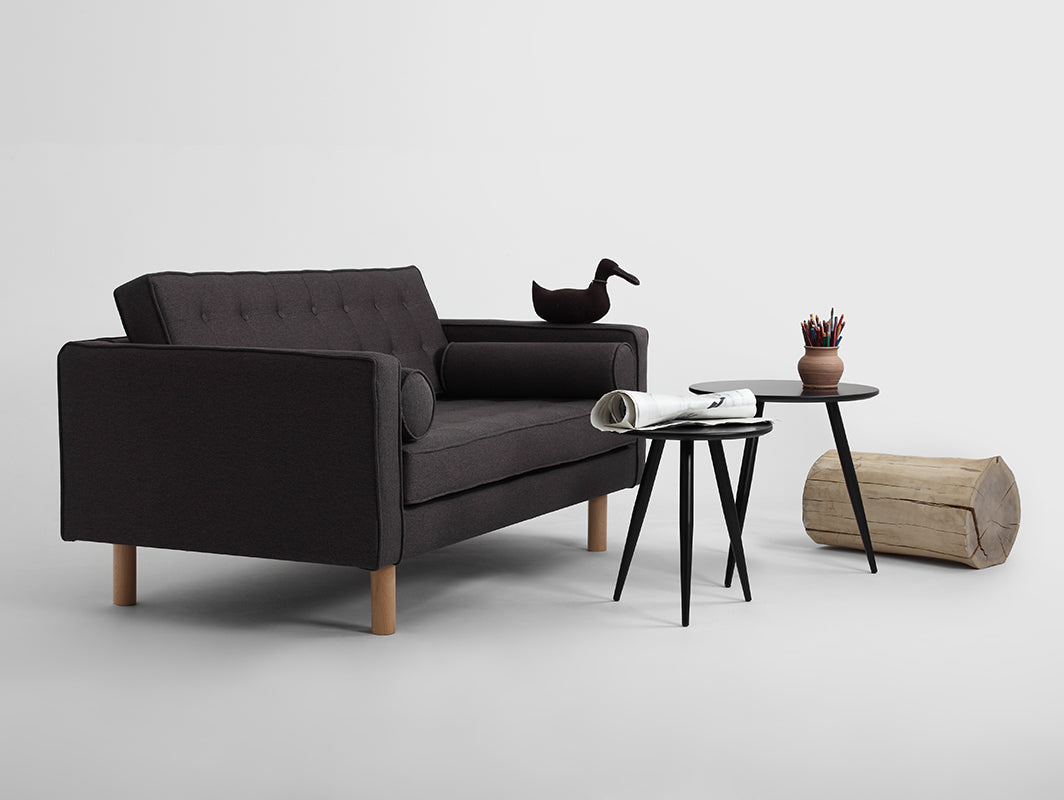 Dvivietė sofa-lova TOPIC WOOD - anglis(et95), natūrali