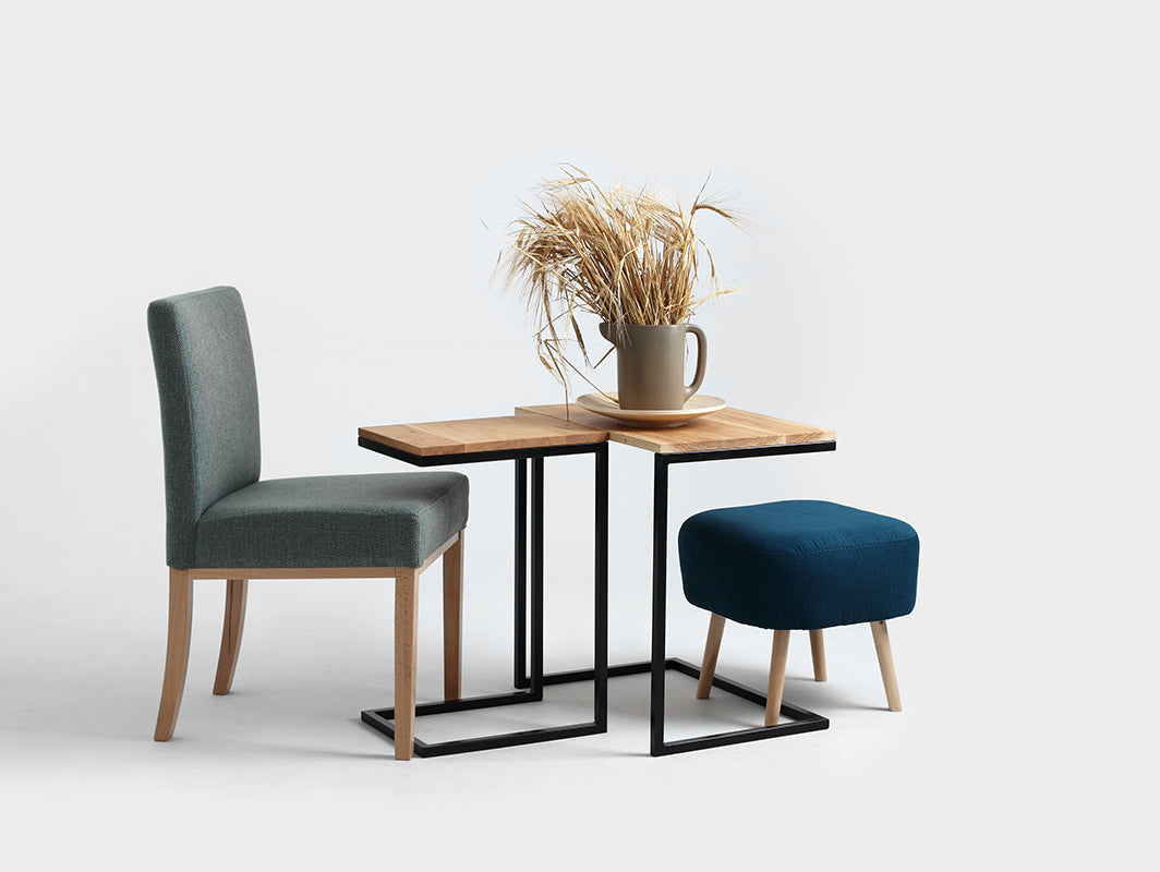 Šoninis staliukas LUPE SOLID WOOD 30 - ąžuolas, juodas