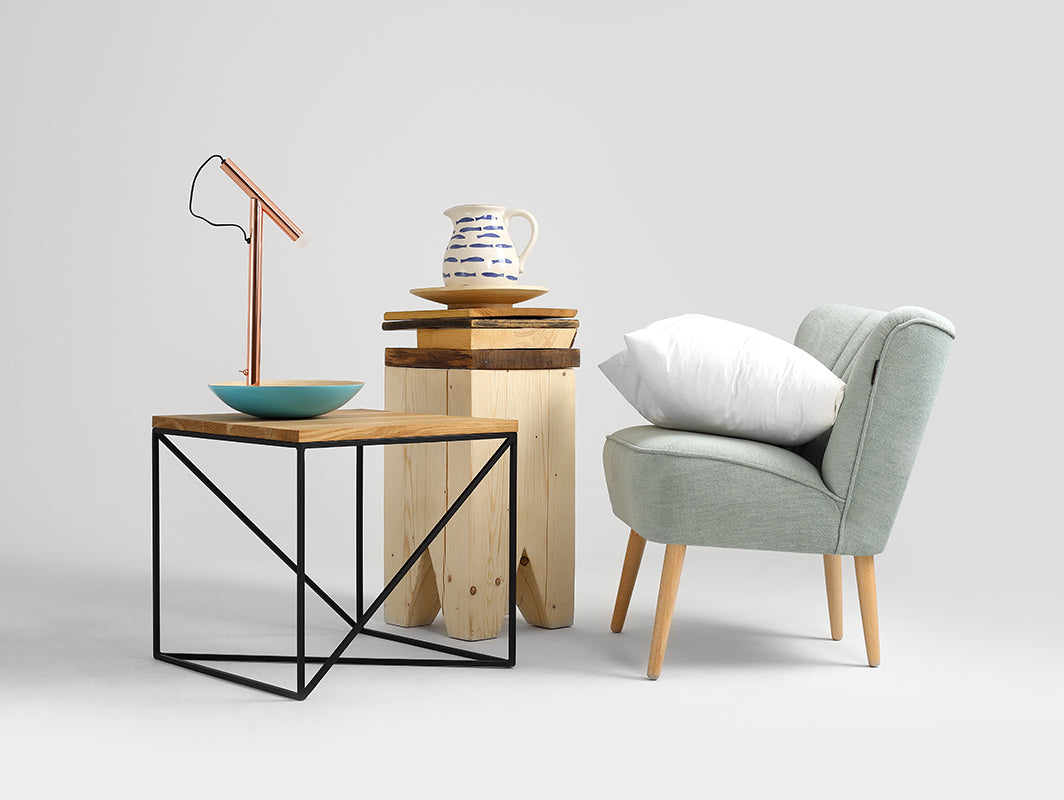 Šoninis staliukas MEMO SOLID WOOD 50 - ąžuolas, juodas
