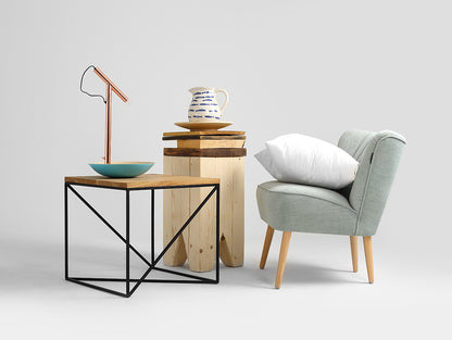 Šoninis staliukas MEMO SOLID WOOD 50 - ąžuolas, juodas