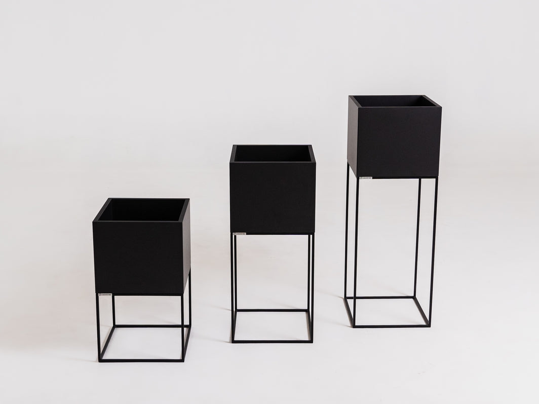 Vazonas PALMUS METAL 100X35X35 - juodas