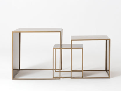 Kavos staliuko komplektas 2 WALL TRIO METAL 35x45x55 - auksinis
