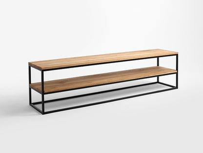 Konsolė JULITA SOLID WOOD 180-2F - ąžuolas, juodas