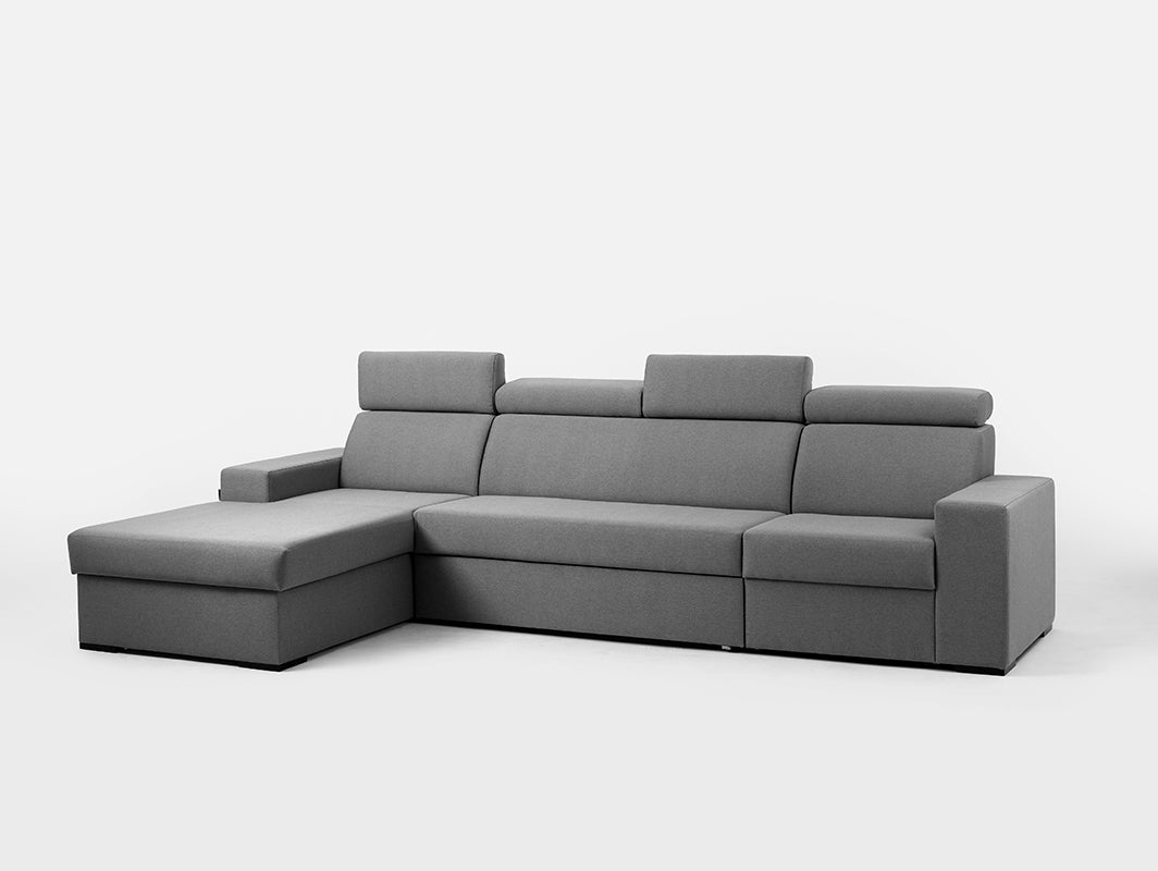 Kampinė sofa-lova 4-vietė ATLANTICA L - plieninė(et91), juoda