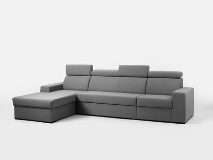 Kampinė sofa-lova 4-vietė ATLANTICA L - plieninė(et91), juoda