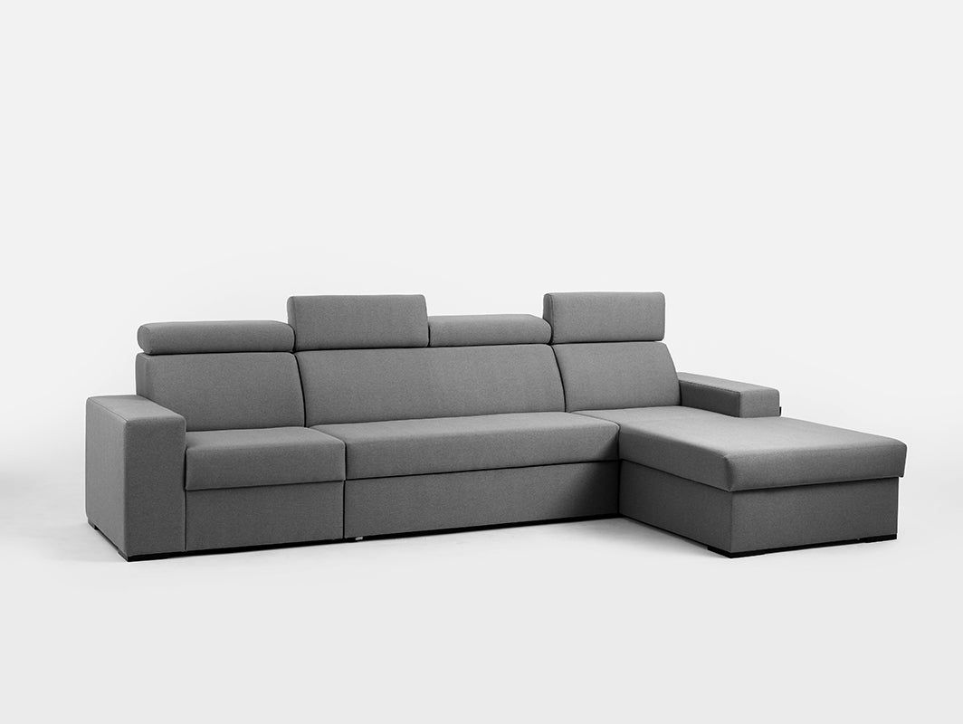 Kampinė sofa-lova 4 vietų ATLANTICA R - plieninė(et91), juoda