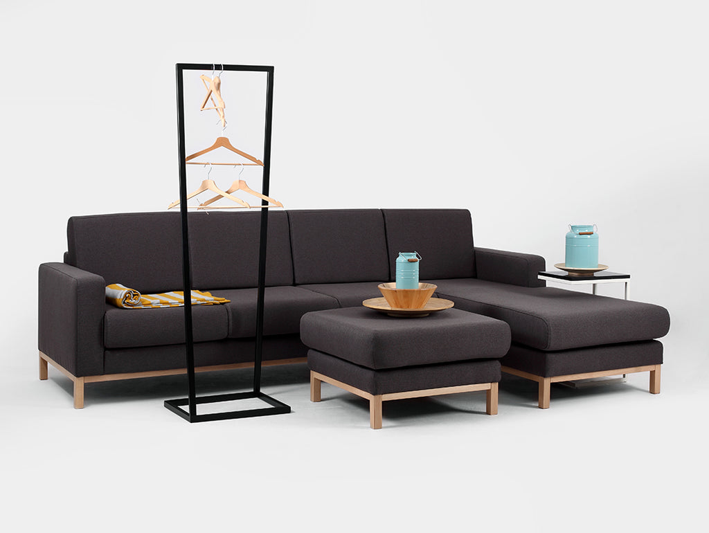 Kampinė sofa su šezlongu 3 vietų SCANDIC L - anglies(et95), natūrali