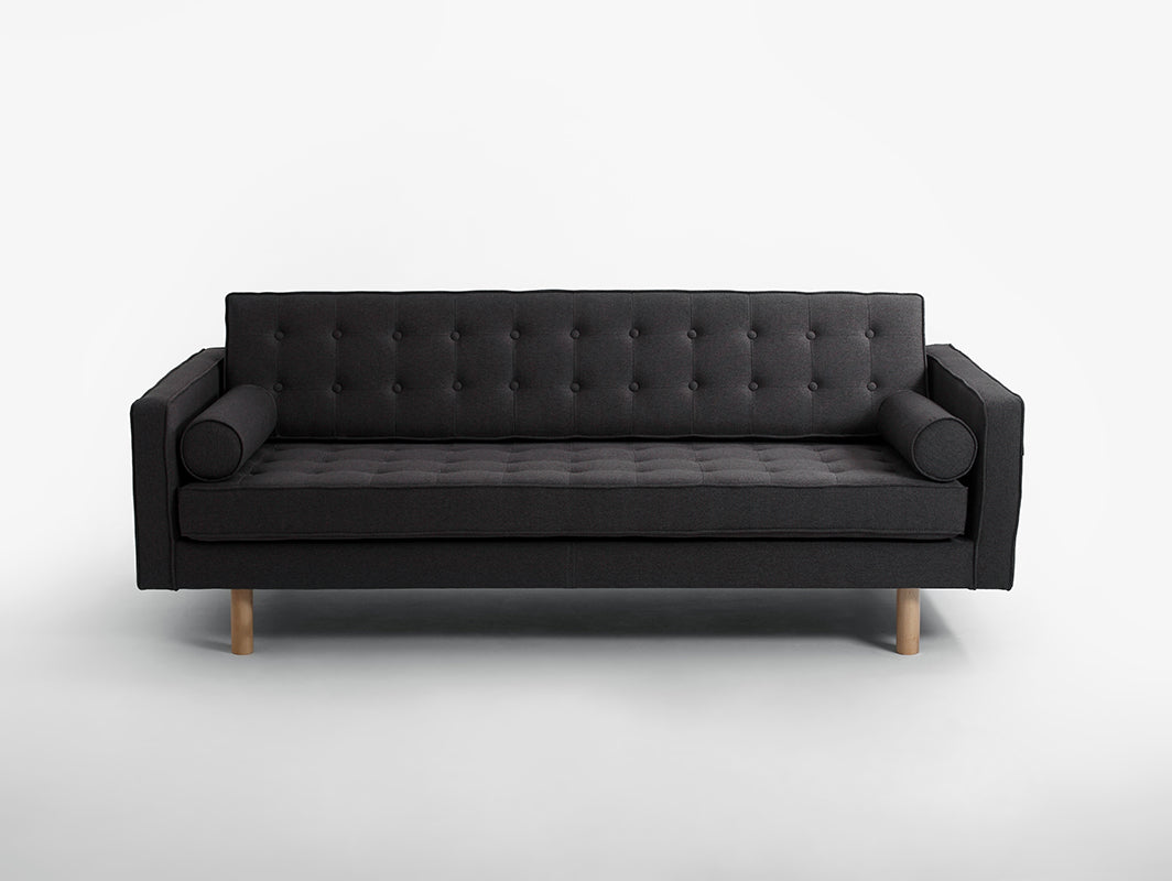 Trivietė sofa-lova TOPIC WOOD - anglis(et95), natūrali