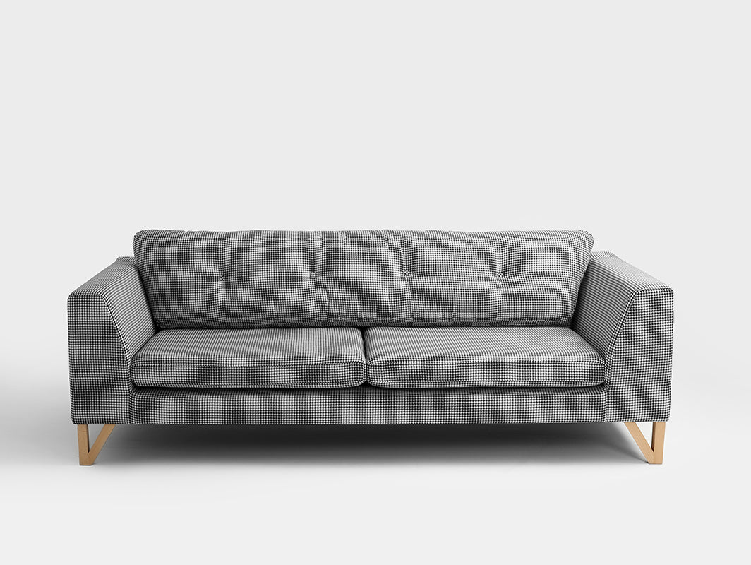 Trivietė sofa WILLY - tamsi pepita(ke700), natūrali