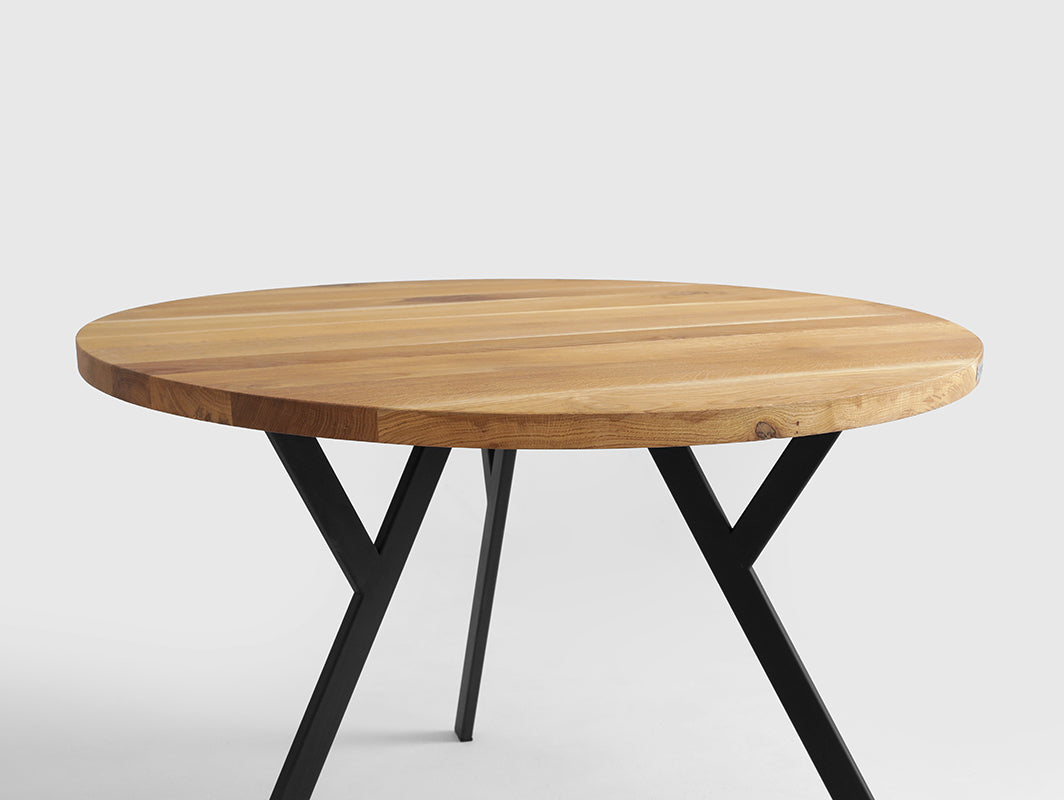 Valgomojo stalas apvalus ZX SOLID WOOD 120 - ąžuolas, juodas