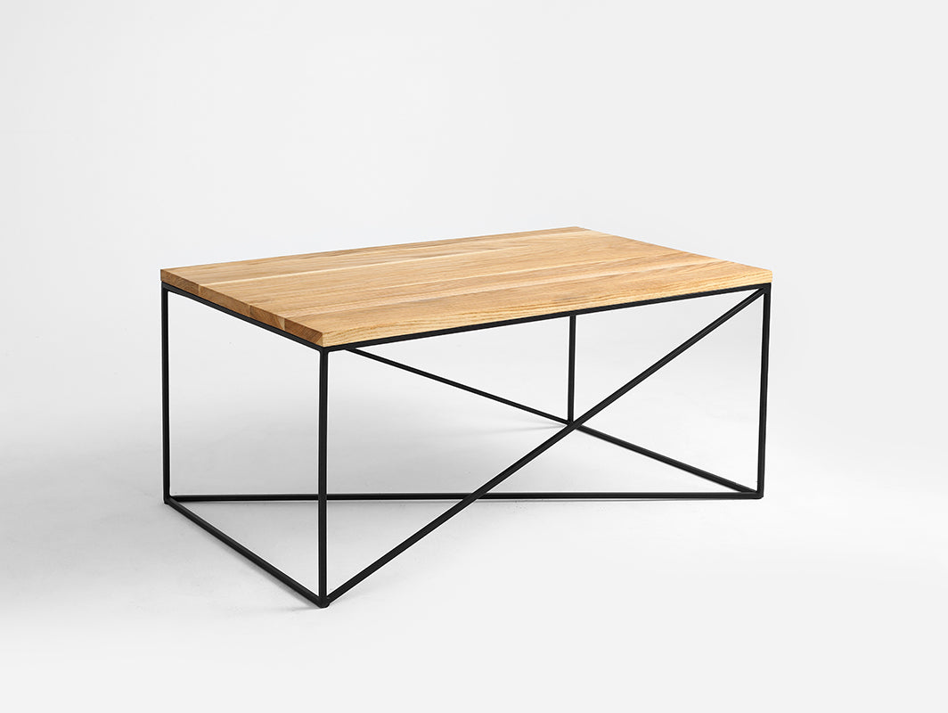 Kavos staliukas MEMO SOLID WOOD 100x60 - ąžuolas, juodas