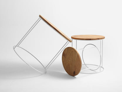 Kavos staliukas TRIOS SOLID WOOD - ąžuolas, baltas