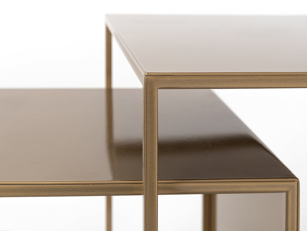 Kavos staliuko komplektas 2 WALL TRIO METAL 35x45x55 - auksinis