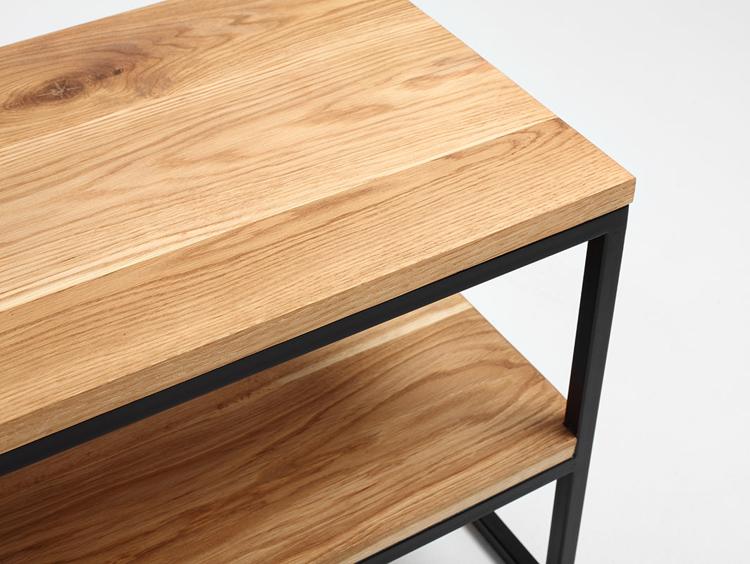 Konsolė JULITA SOLID WOOD 180-2F - ąžuolas, juodas