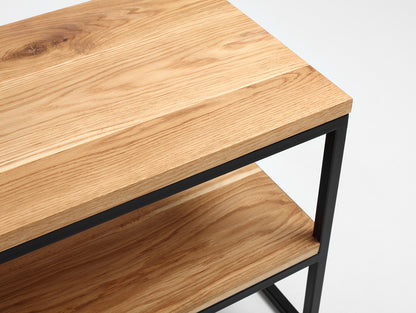 Konsolė JULITA SOLID WOOD 180-2F - ąžuolas, juodas