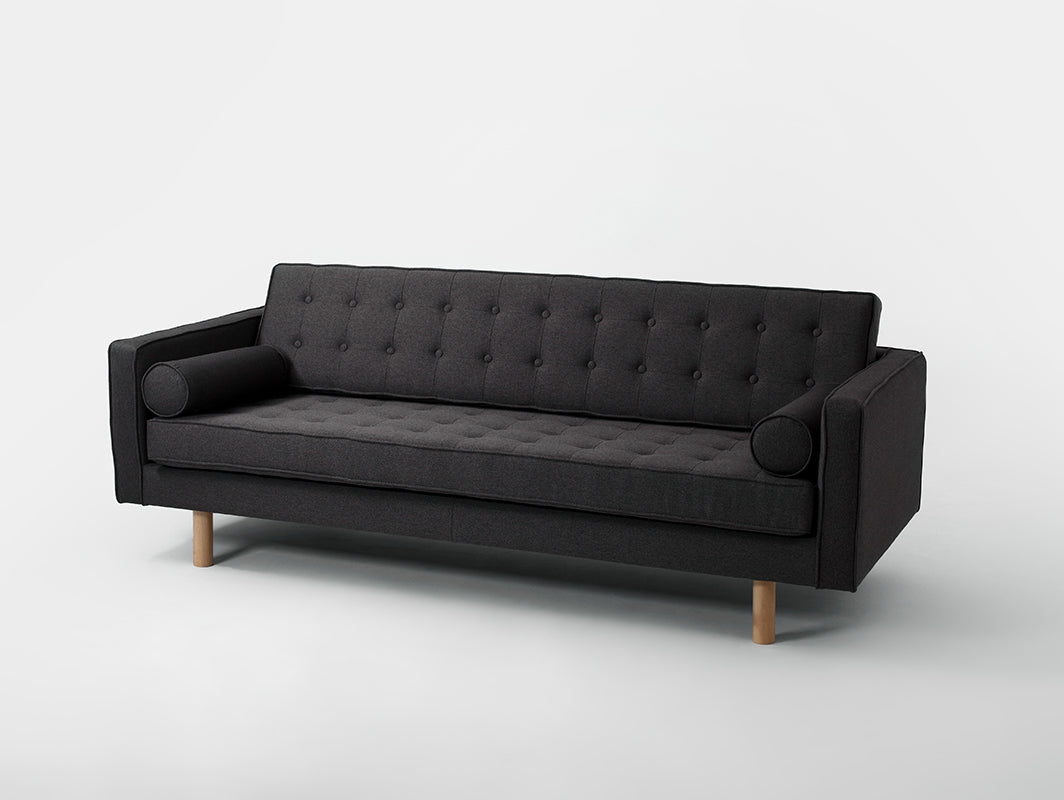 Trivietė sofa-lova TOPIC WOOD - anglis(et95), natūrali