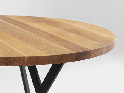 Valgomojo stalas apvalus ZX SOLID WOOD 120 - ąžuolas, juodas