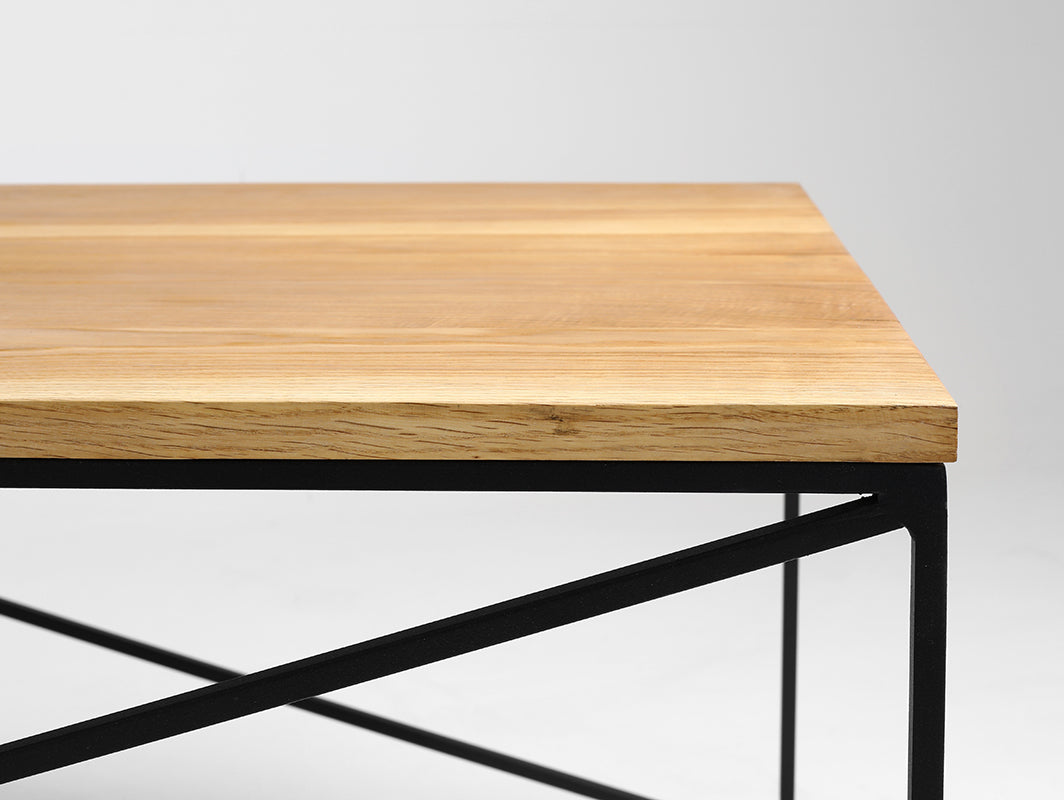 Kavos staliukas MEMO SOLID WOOD 140 - ąžuolas, juodas