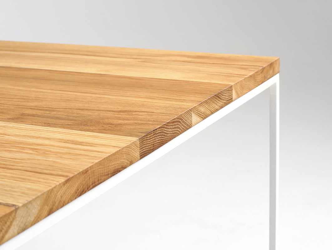 Kavos staliukas TENSIO SOLID WOOD 100x100 - ąžuolas, baltas
