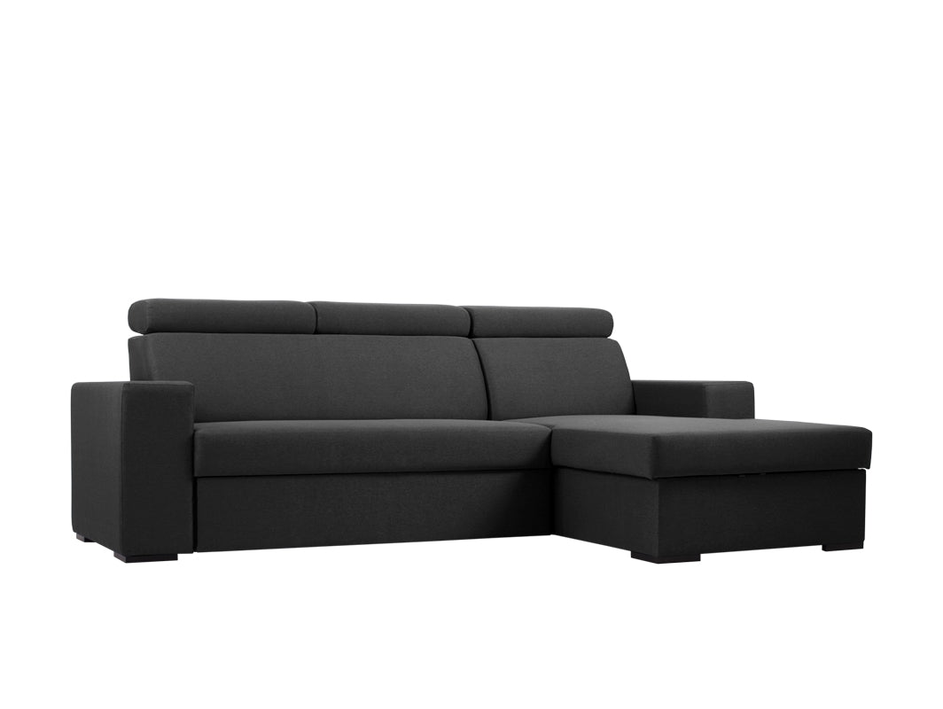 Kampinė sofa-lova ATLANTICA R - anglies(et95), riešutmedžio