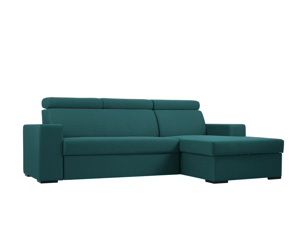 Kampinė sofa-lova ATLANTICA R - jūros bangos(et85), riešutmedžio