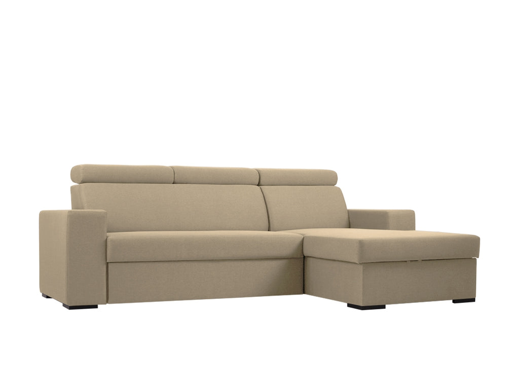 Kampinė sofa-lova ATLANTICA R - smėlio(et22), riešutmedžio