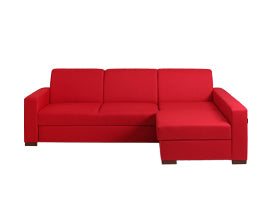 Sofa kampinė lova LOZIER R - kruvinai raudona(et60), riešutmedžio