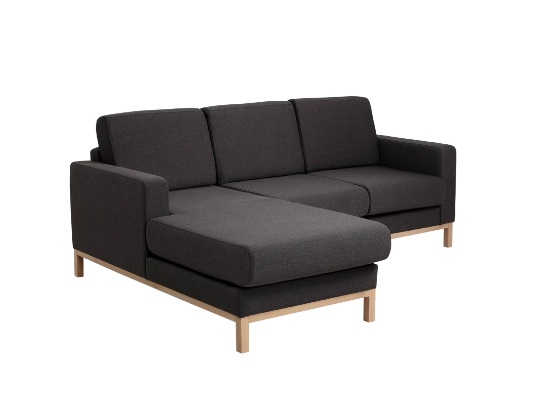 Kampinė sofa su šezlongu 2 vietų SCANDIC L - anglies(et95), natūrali