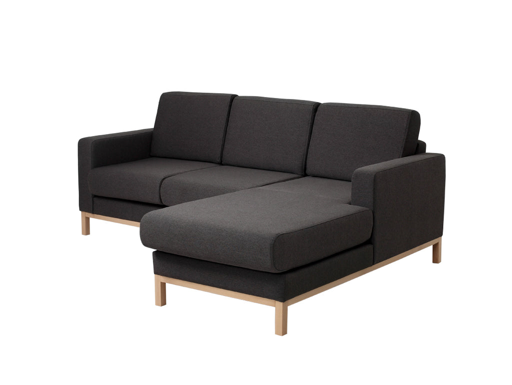 Kampinė sofa su šezlongu 2 vietų SCANDIC R - anglies(et95), natūrali