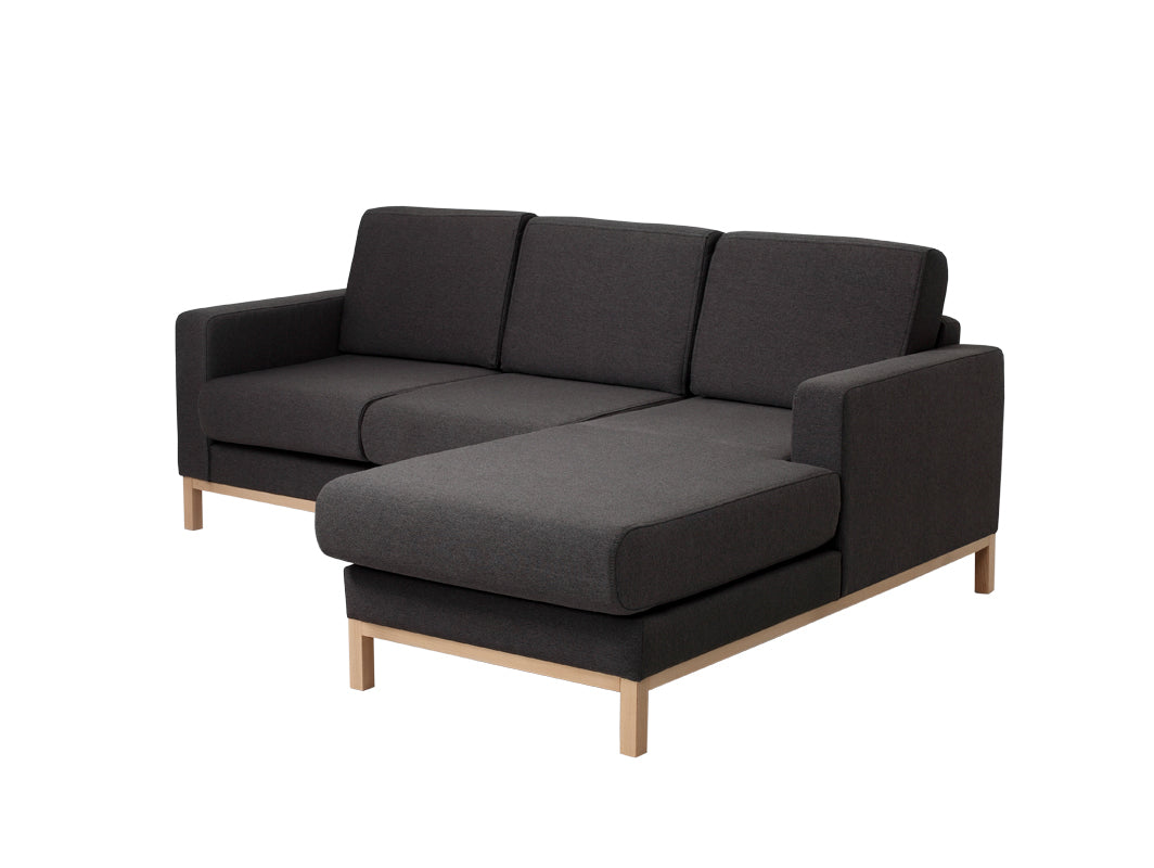 Kampinė sofa su šezlongu 2 vietų SCANDIC R - anglies(et95), natūrali