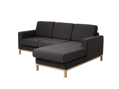 Kampinė sofa su šezlongu 2 vietų SCANDIC R - anglies(et95), natūrali