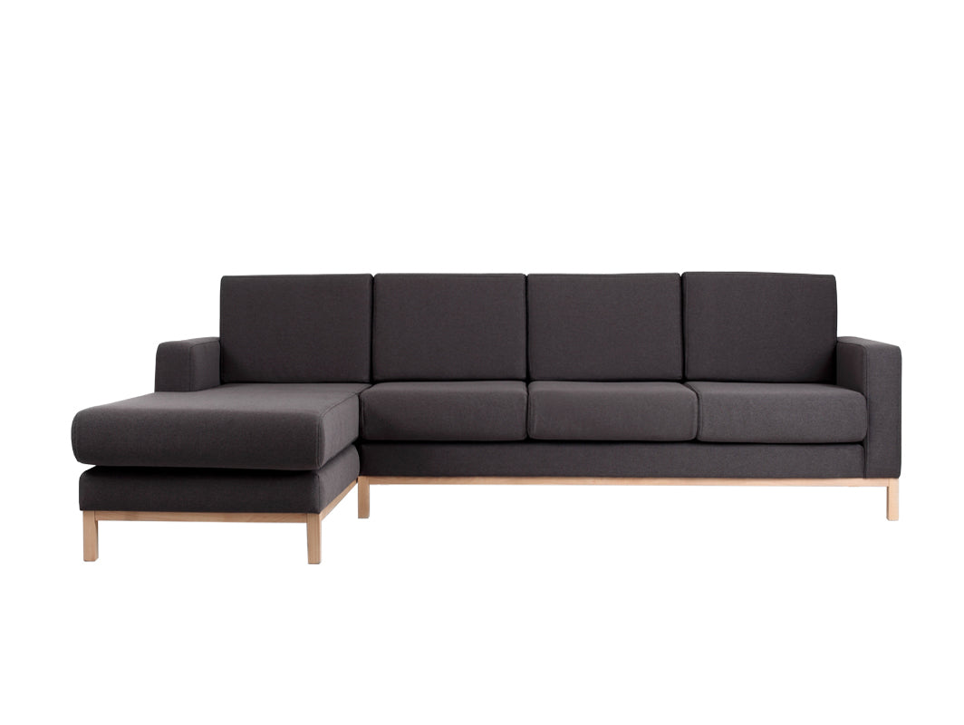 Kampinė sofa su šezlongu 3 vietų SCANDIC L - anglies(et95), natūrali