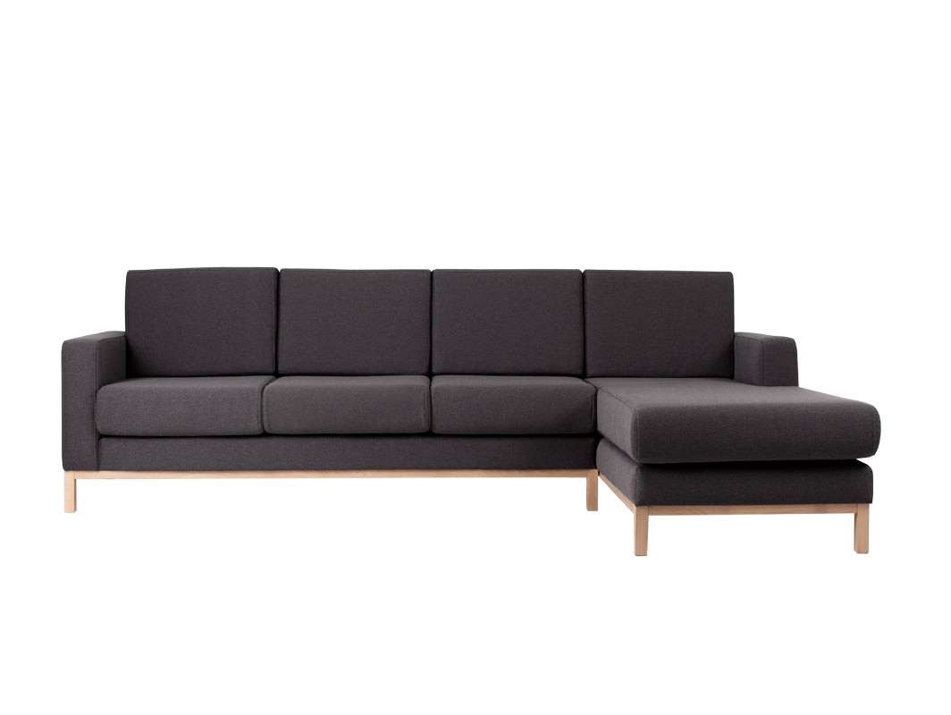 Kampinė sofa su šezlongu 3 vietų SCANDIC R - anglies(et95), natūrali