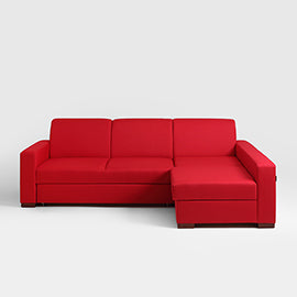 Sofa kampinė lova LOZIER R - kruvinai raudona(et60), riešutmedžio