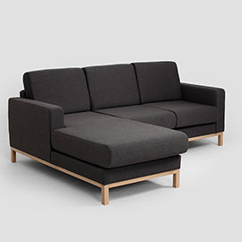 Kampinė sofa su šezlongu 2 vietų SCANDIC L - anglies(et95), natūrali