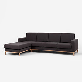 Kampinė sofa su šezlongu 3 vietų SCANDIC L - anglies(et95), natūrali