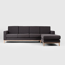 Kampinė sofa su šezlongu 3 vietų SCANDIC R - anglies(et95), natūrali