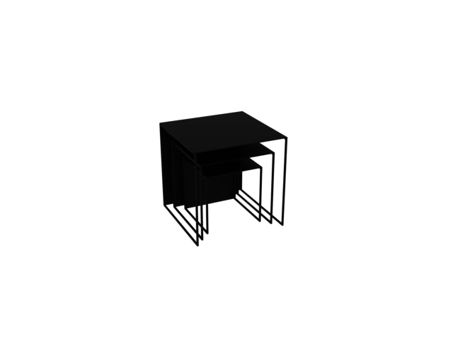 Kavos staliuko komplektas 2 WALL TRIO METAL 35x45x55 - juodas