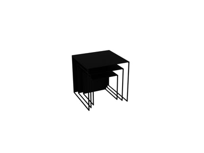 Kavos staliuko komplektas 2 WALL TRIO METAL 35x45x55 - juodas